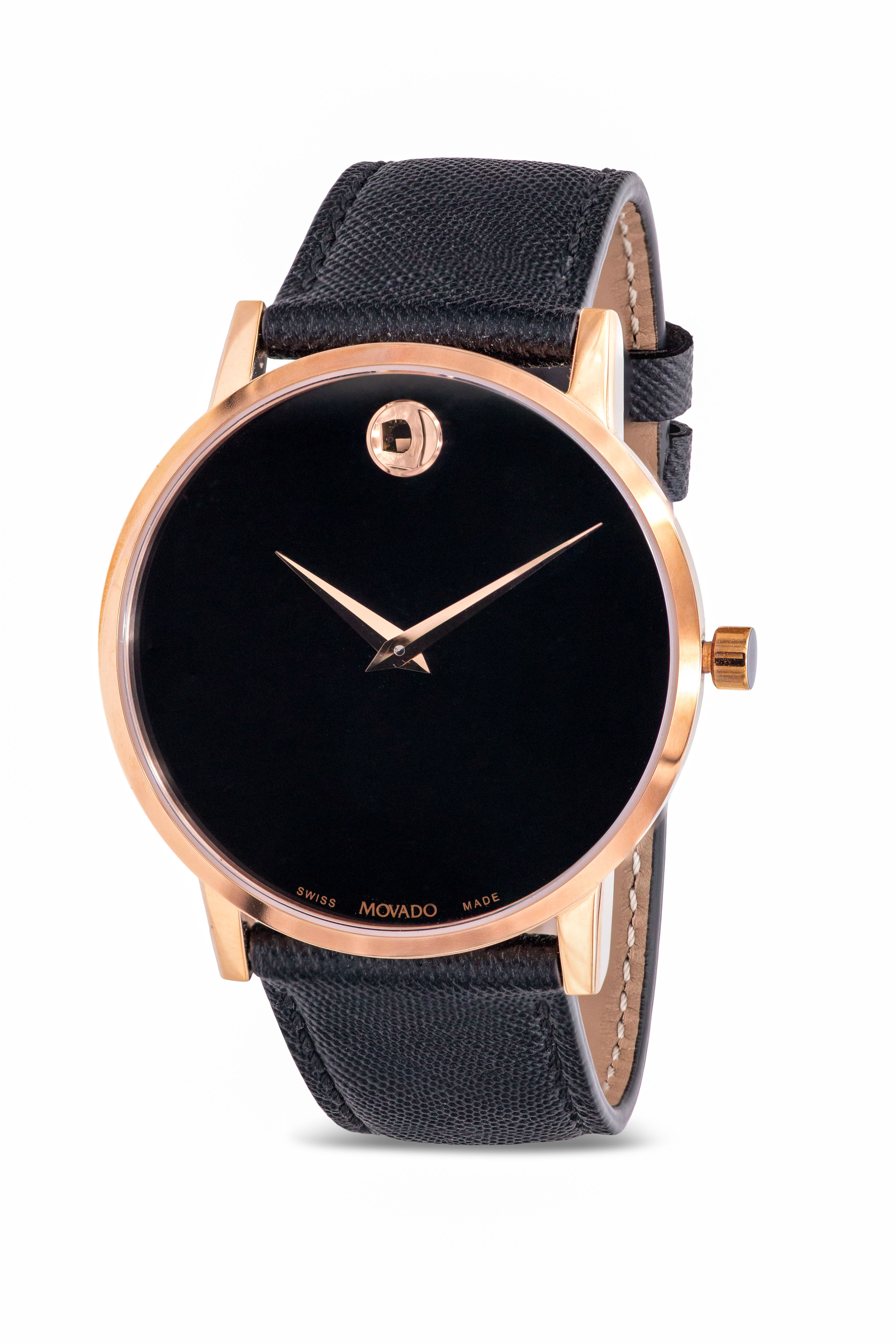 movado museum classic leather strap
