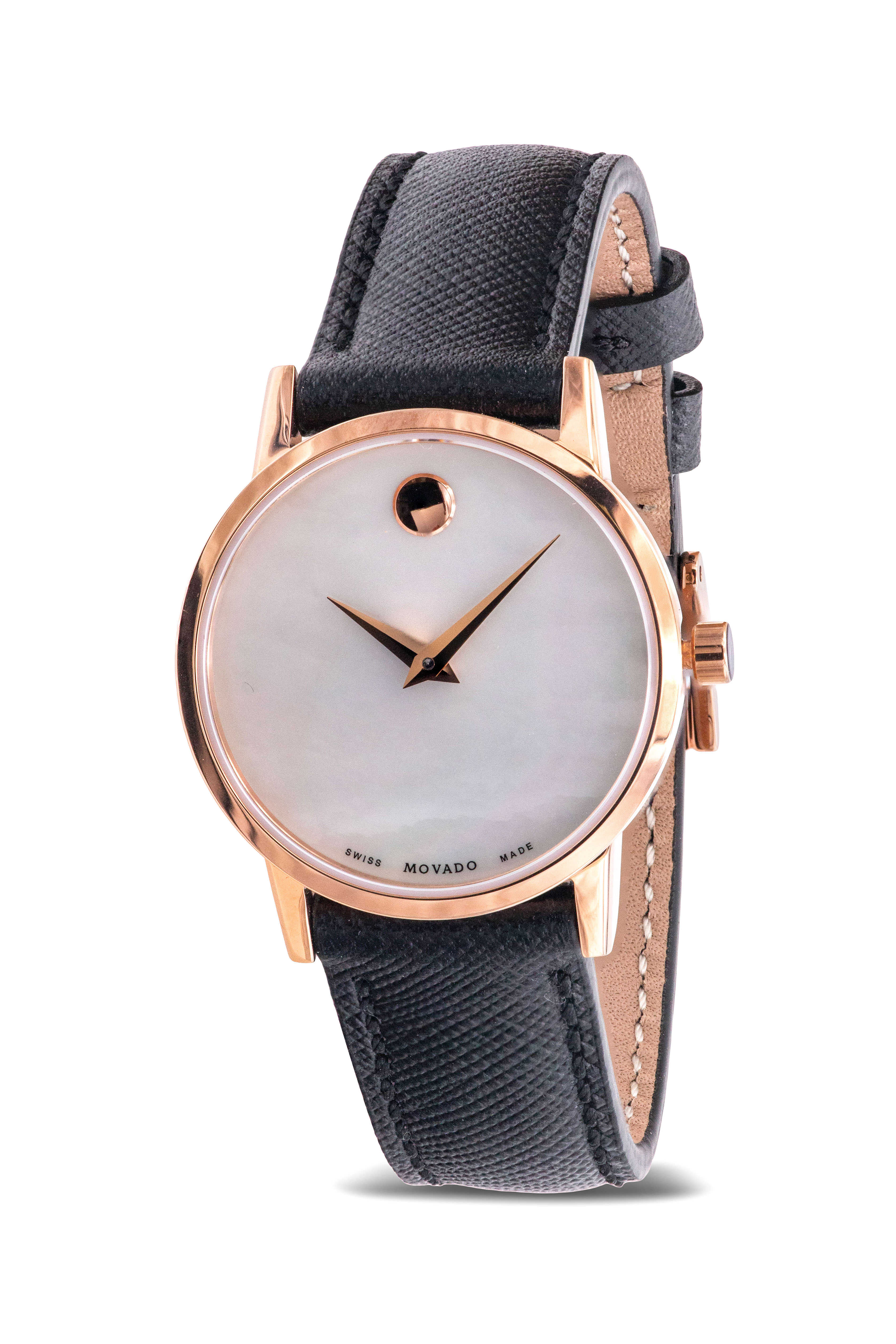 movado leather strap women's