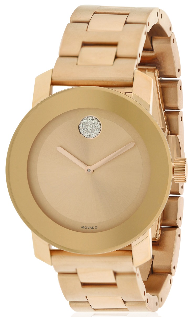 Pre-owned Movado Bold Rose Gold Unisex Watch 3600086