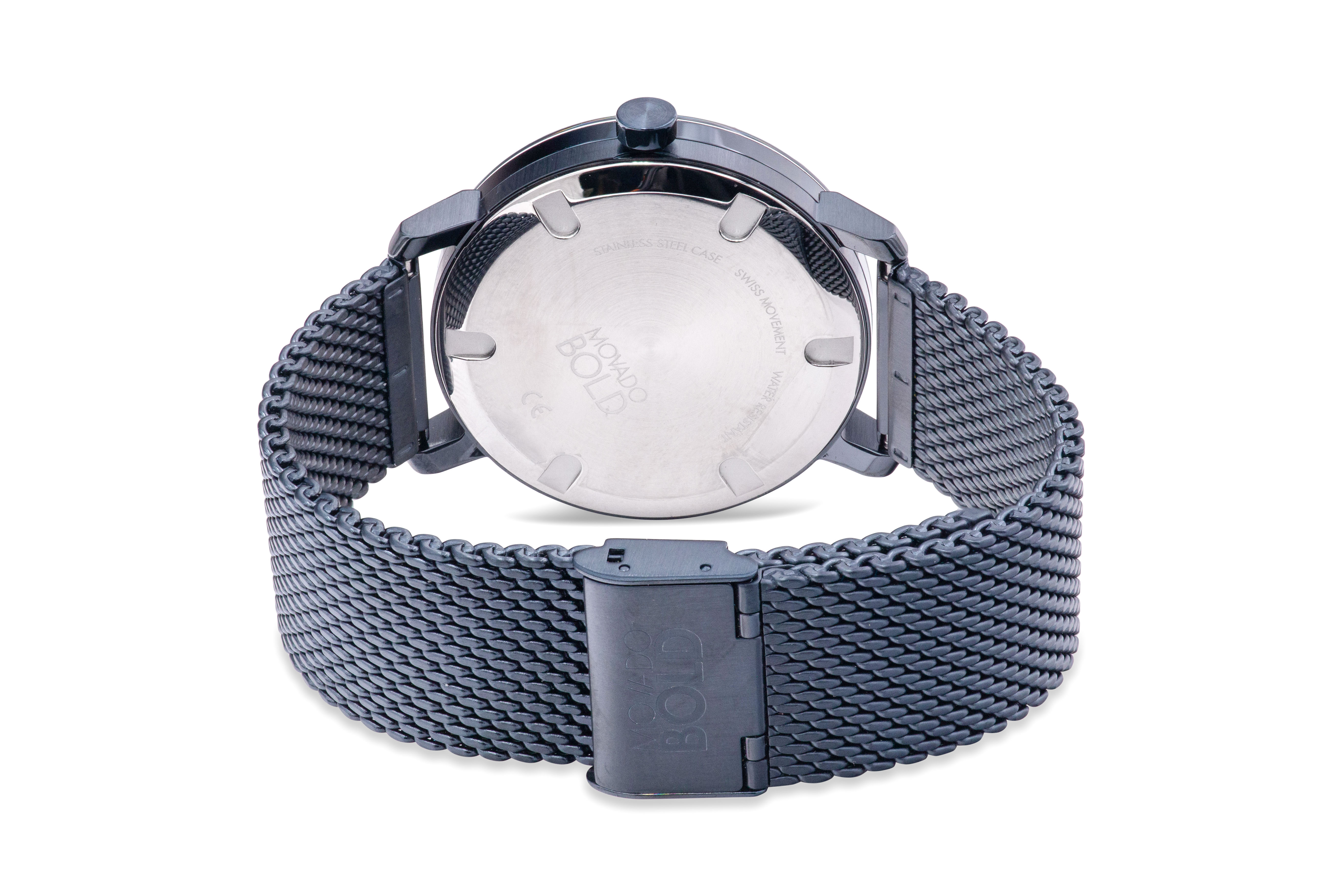 Pre-owned Movado Bold Evolution Blue Mesh Mens Watch 3600610
