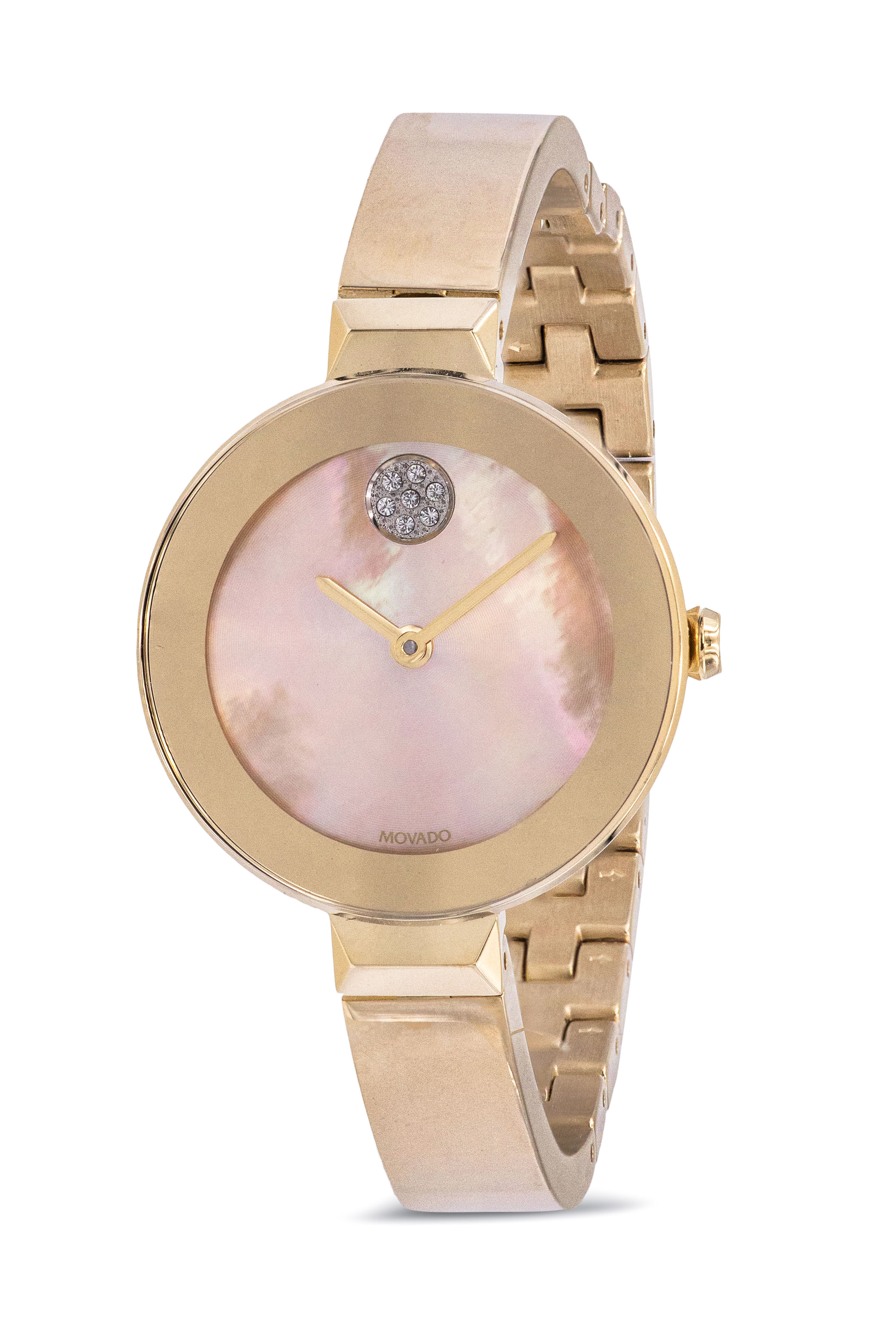 Movado Bold Yellow Gold Mother Of Pearl Dial Ladies Watch 3600627