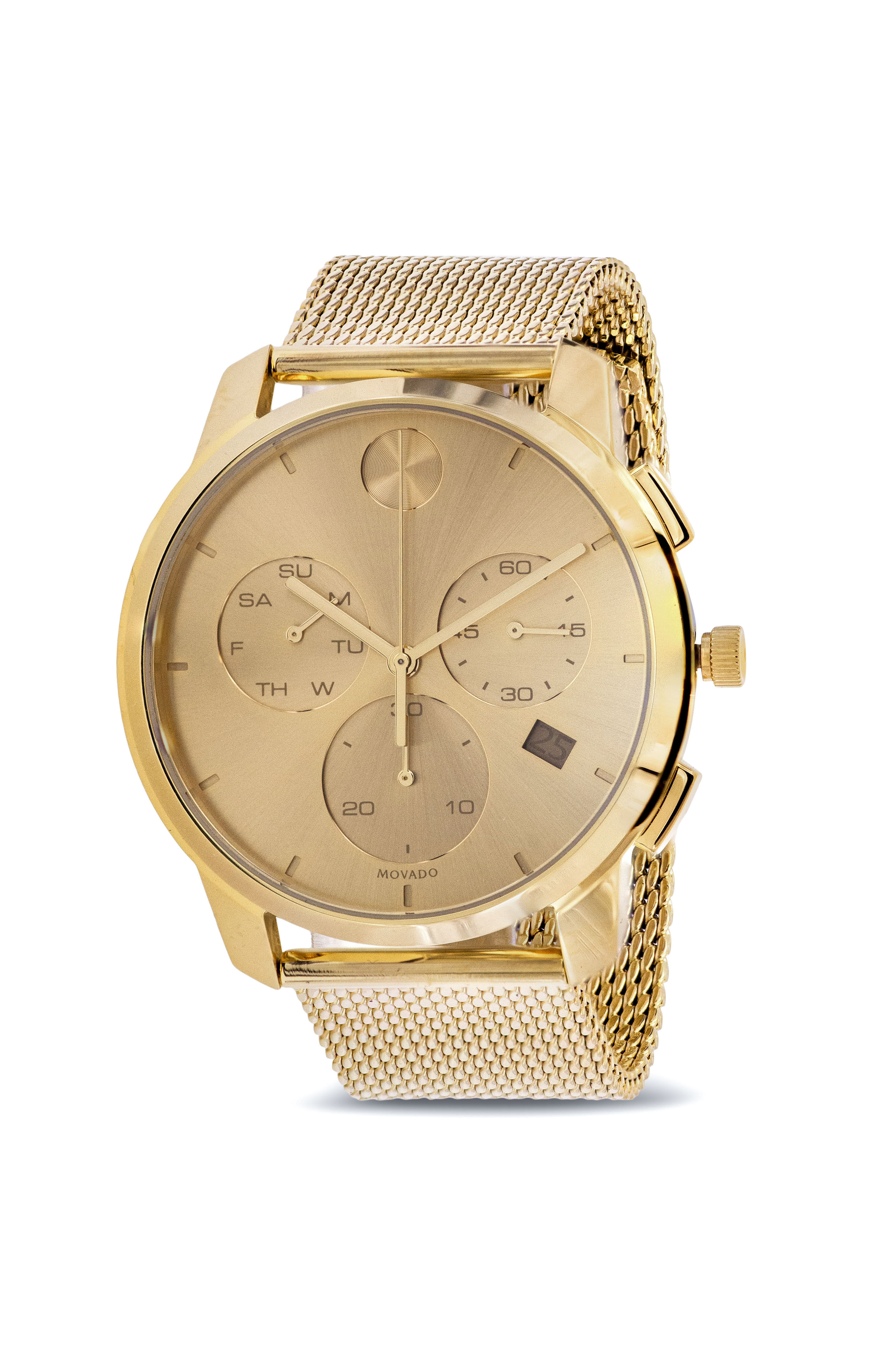 Pre-owned Movado Bold Thin Chronograph Gold-tone Mens Watch 3600634