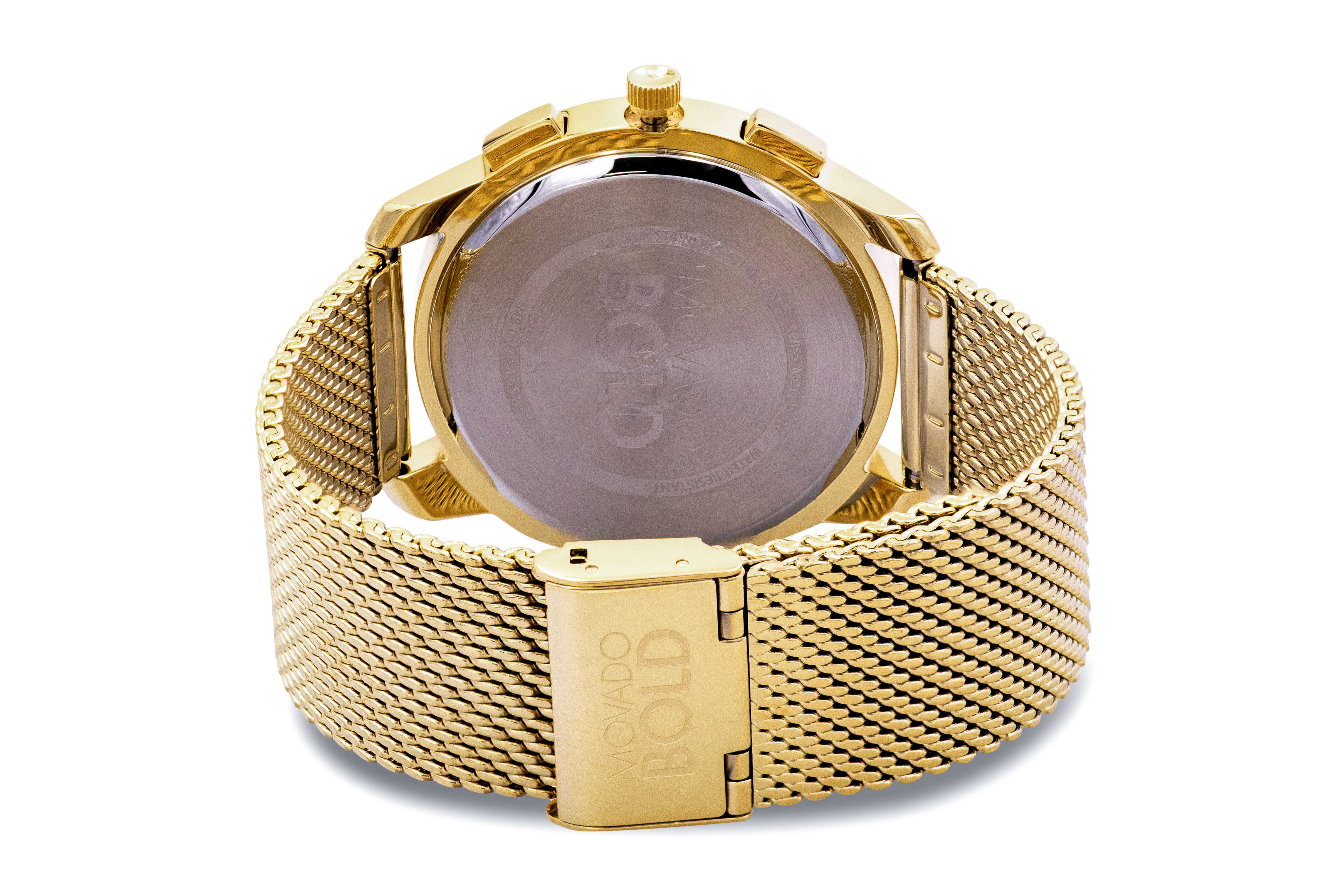 Pre-owned Movado Bold Thin Chronograph Gold-tone Mens Watch 3600634