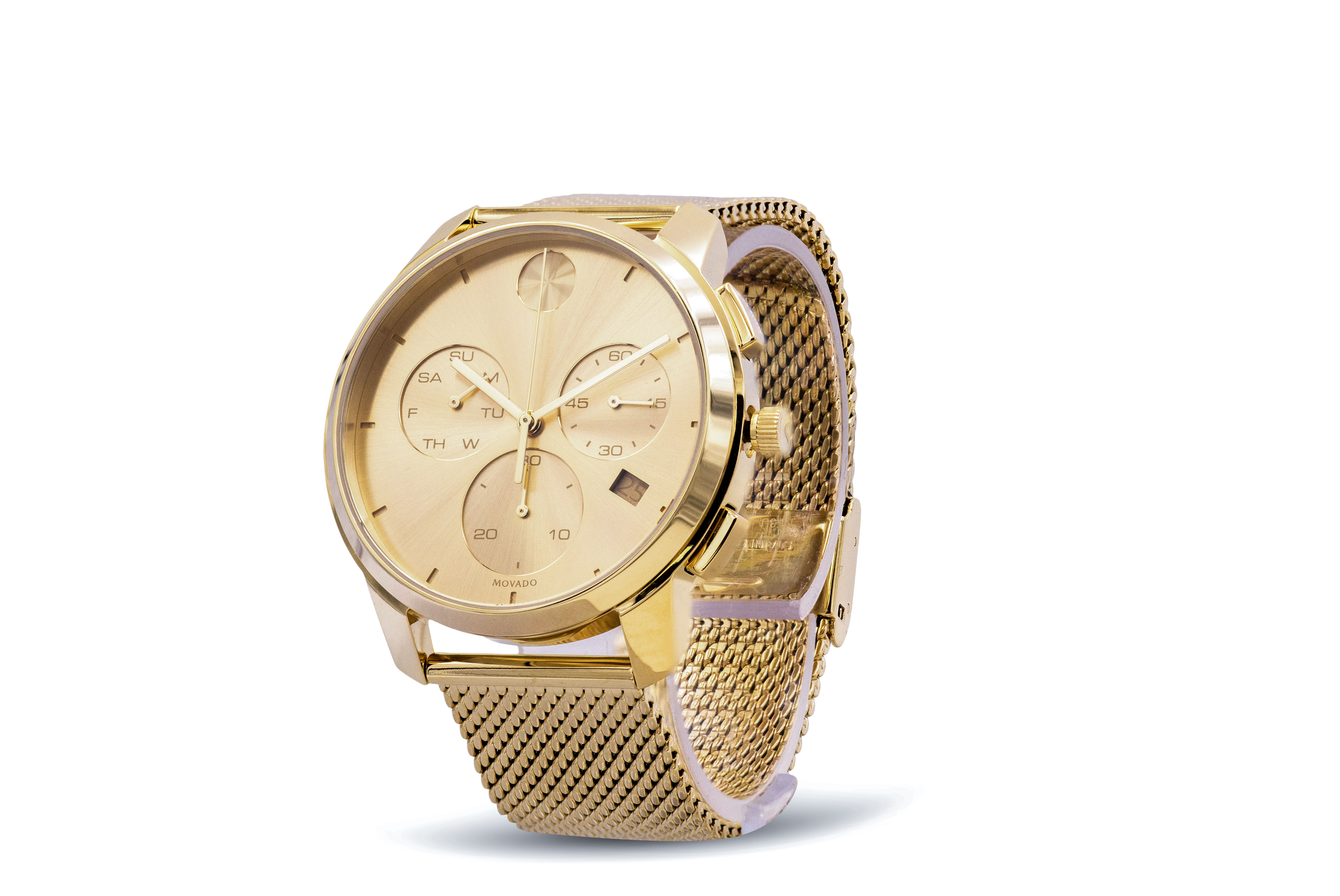 Pre-owned Movado Bold Thin Chronograph Gold-tone Mens Watch 3600634