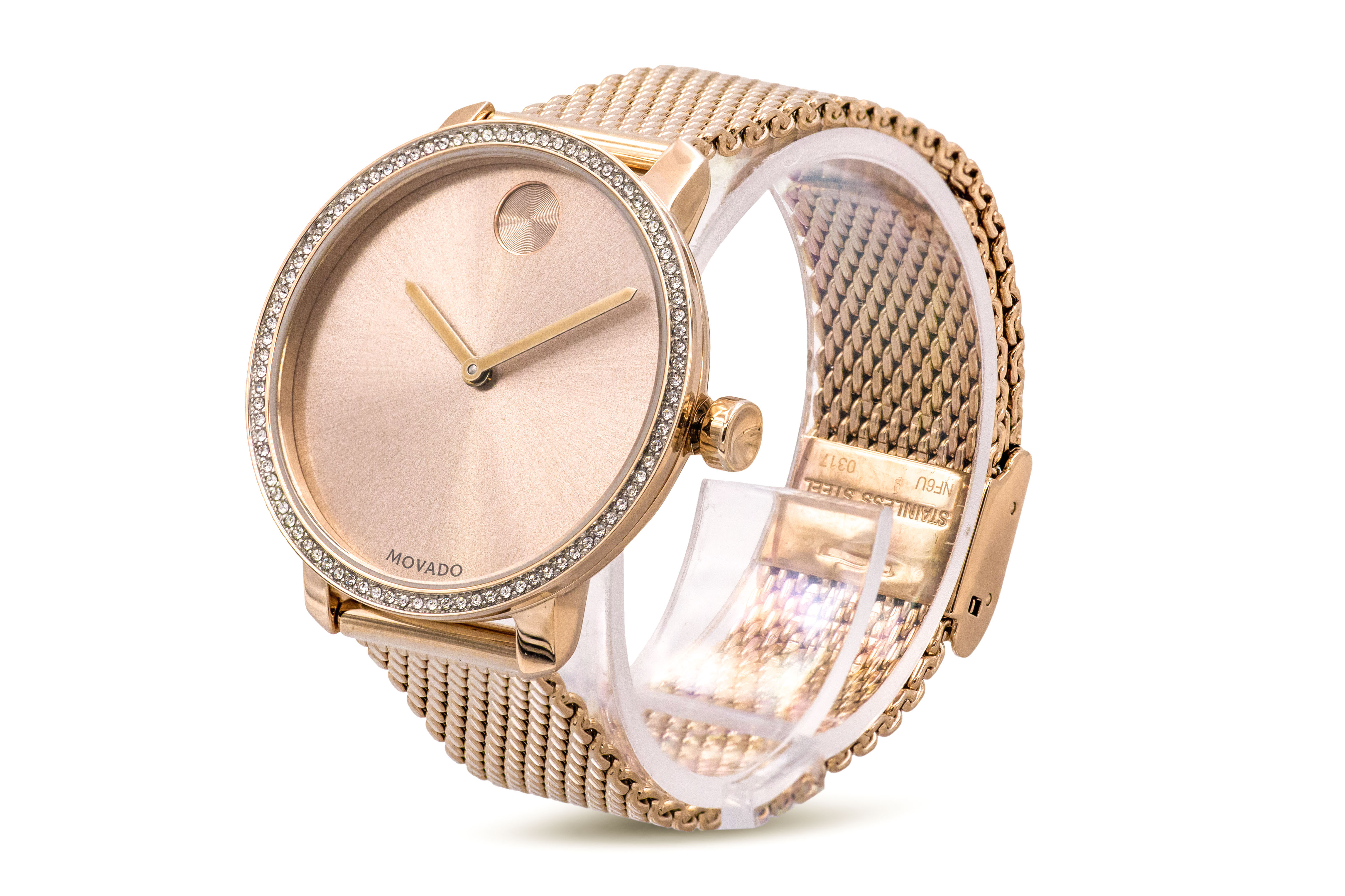 movado bold rose gold watch