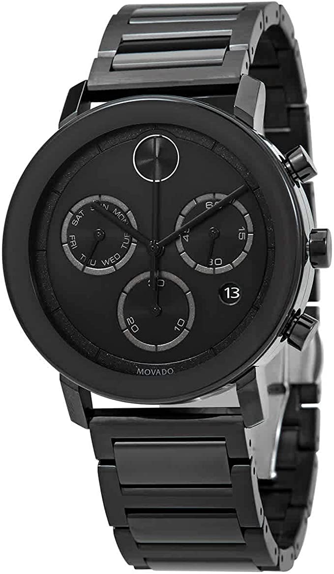 Pre-owned Movado Bold Evolution Chronograph Black Ion Mens Watch 3600684