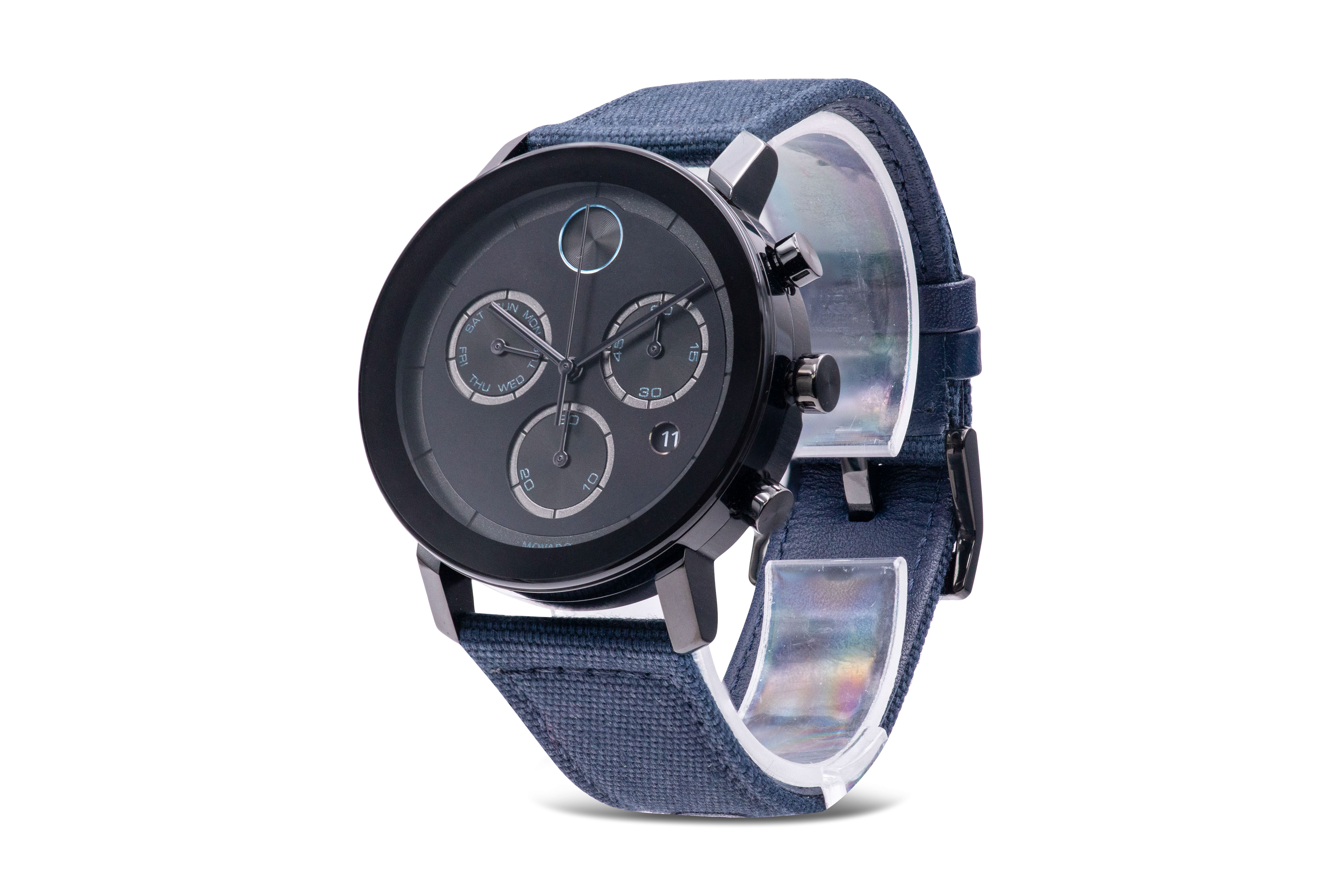 Pre-owned Movado Bold Evolution Chronograph Canvas Mens Watch 3600726