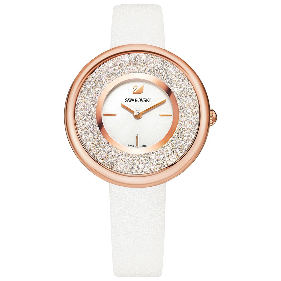 Swarovski Crystalline Pure Watch - Leather Strap - White - Rose Gold Tone - 5376083