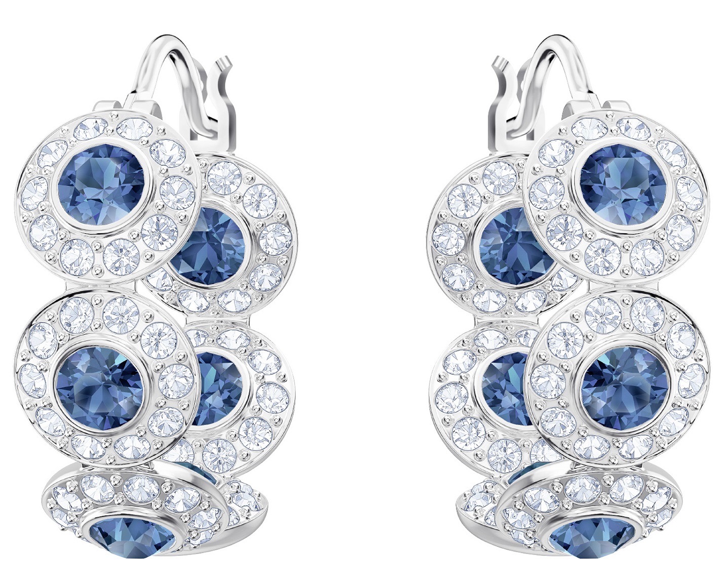 Swarovski Crystal Angelic Hoop Pierced Earrings Teal Rhodium Plating 5418270 Swarovski Crystal Angelic Hoop Pierced Earrings Teal Rhodium Plating 5418270