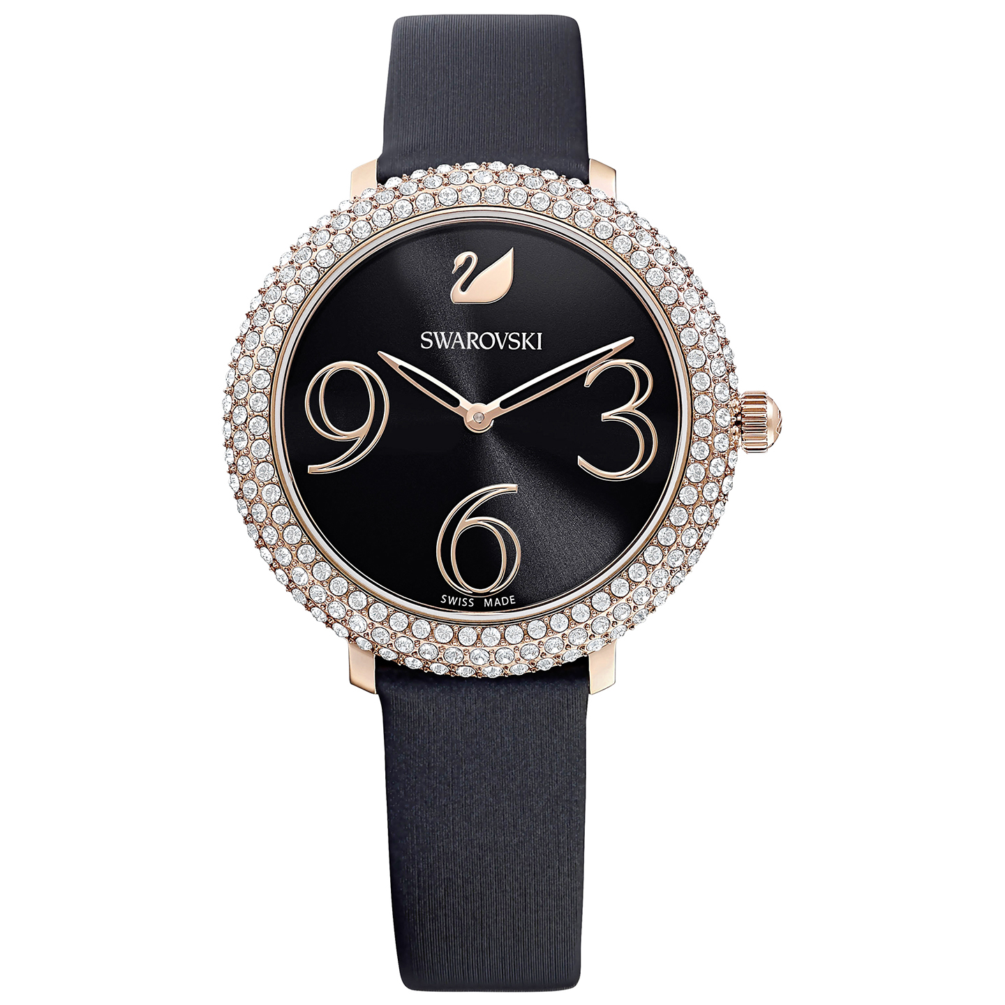 Swarovski Crystal Frost Watch - Leather Strap - Black - Rose-gold Tone PVD - 5484058