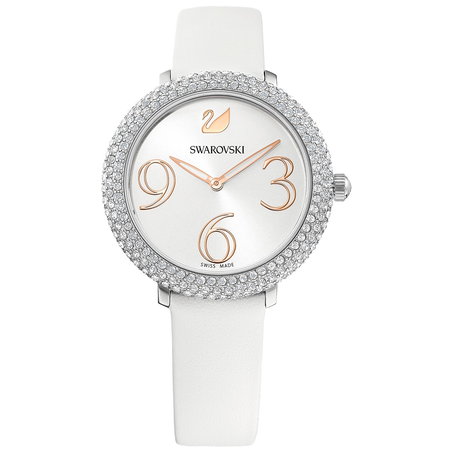 Swarovski Crystal Frost Watch - Leather Strap - White - Stainless Steel - 5484070