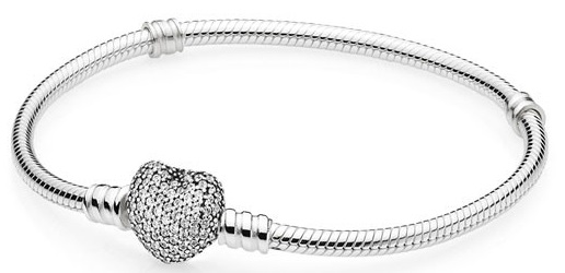 PANDORA Pave Heart Bracelet - 590727CZ-17 | eBay