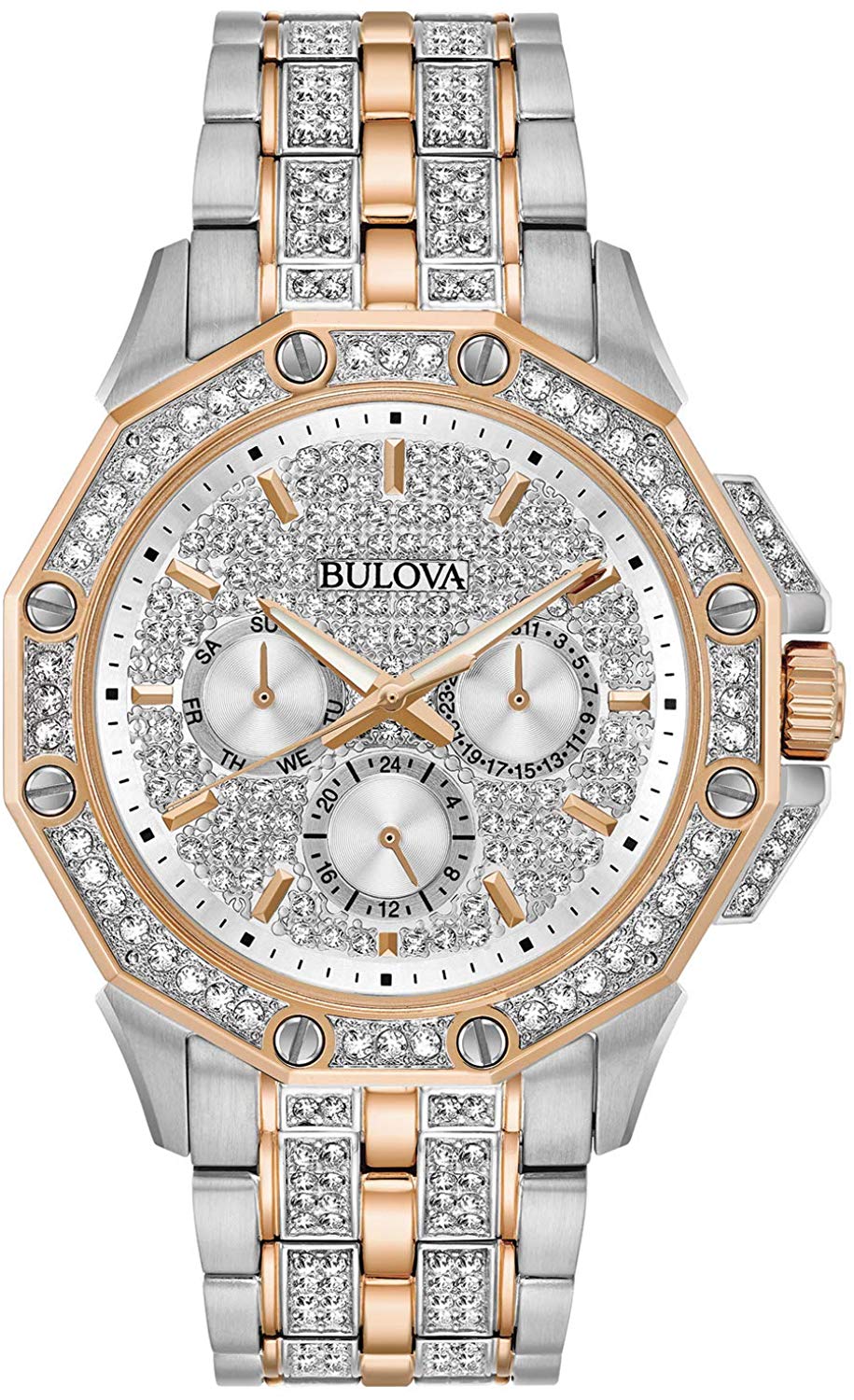 Bulova Octava Crystal Two-Tone Chronograph Mens Watch 98C133