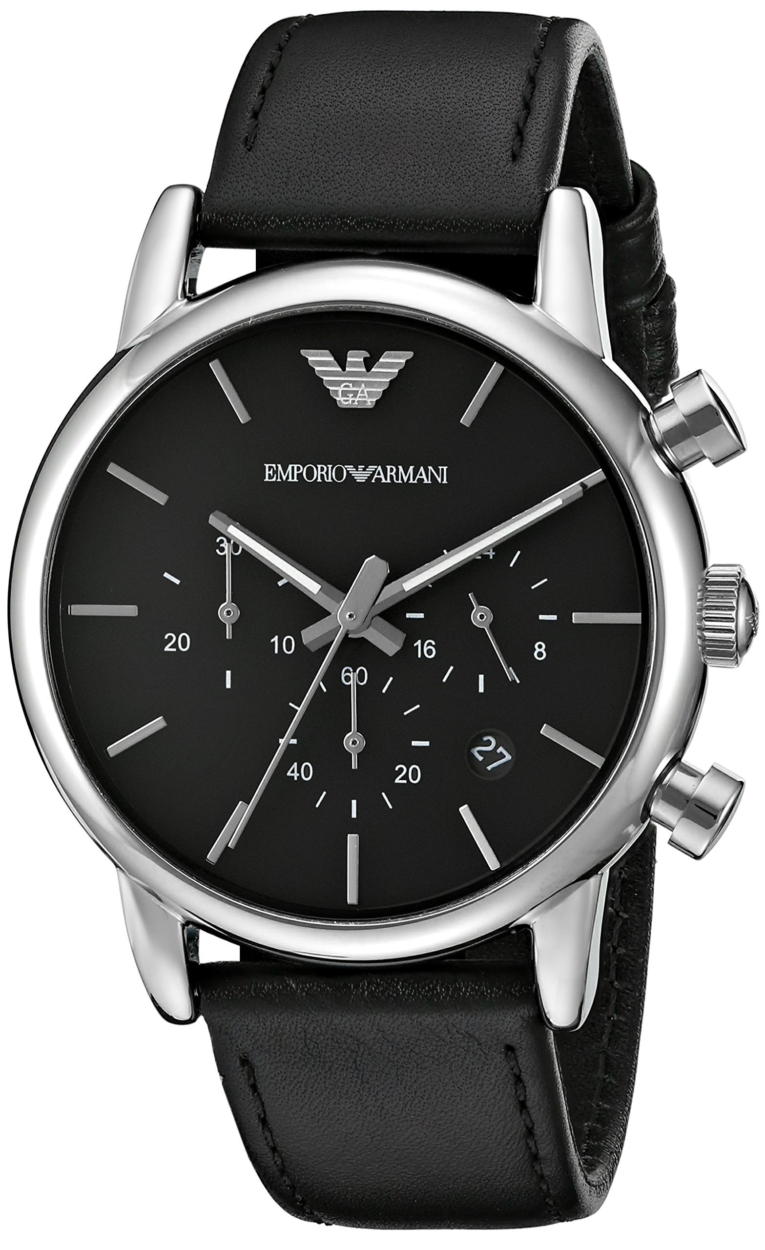 Emporio Armani Sport Black Leather Chronograph Mens Watch AR1733 | eBay