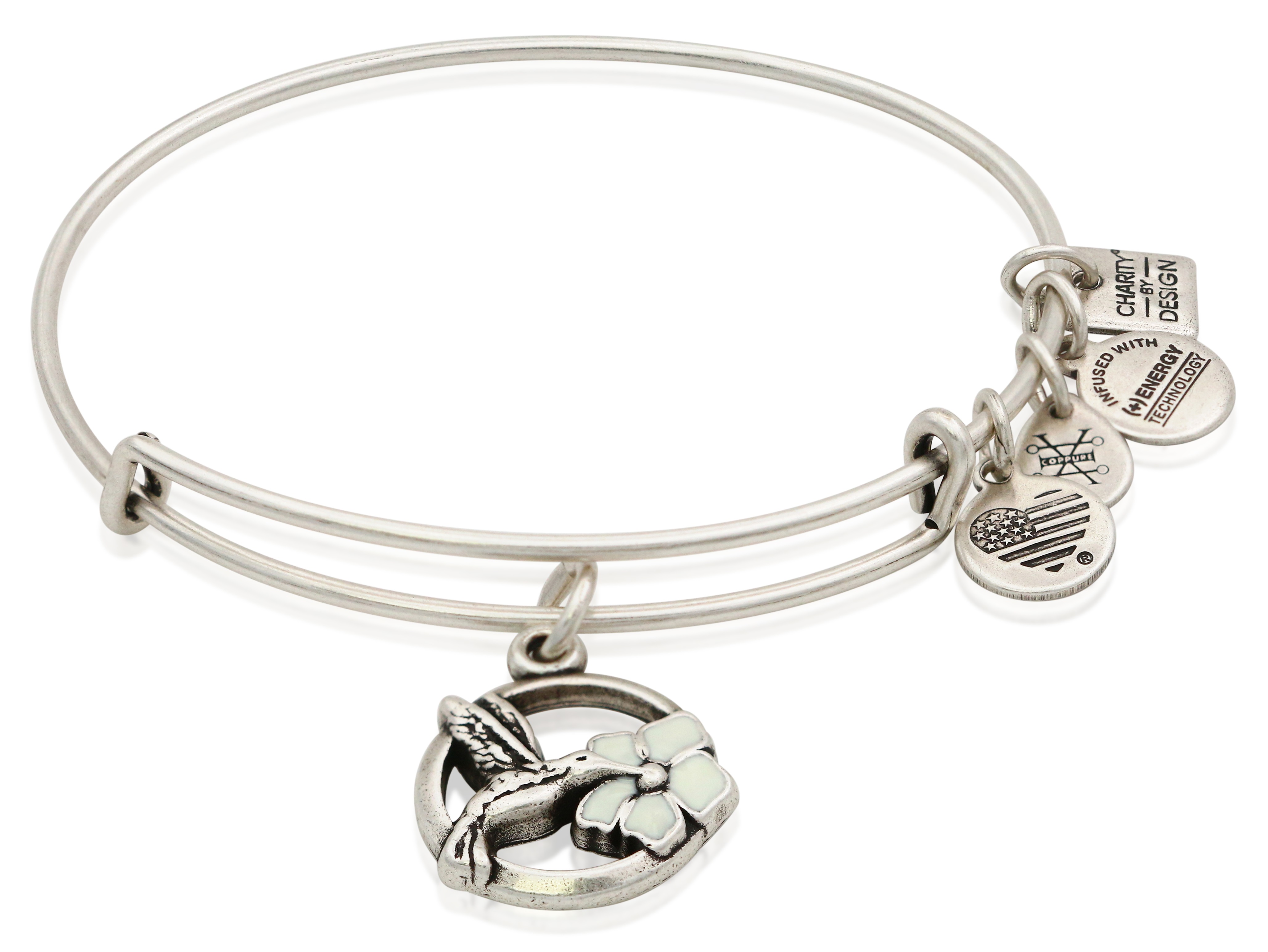 Alex and Ani Hummingbird Charm Bangle Bracelet - Rafaelian Silver | eBay