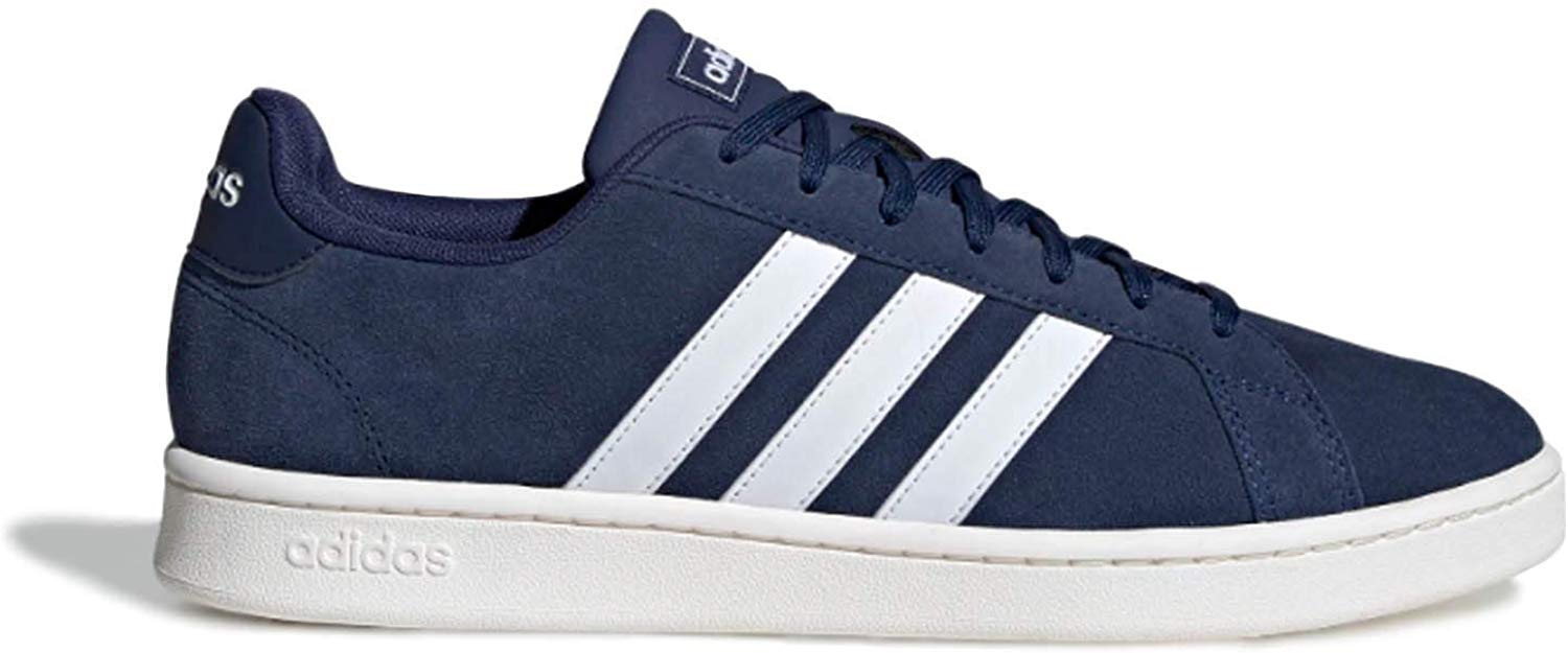 adidas men's grand court shoes white and trace blue
