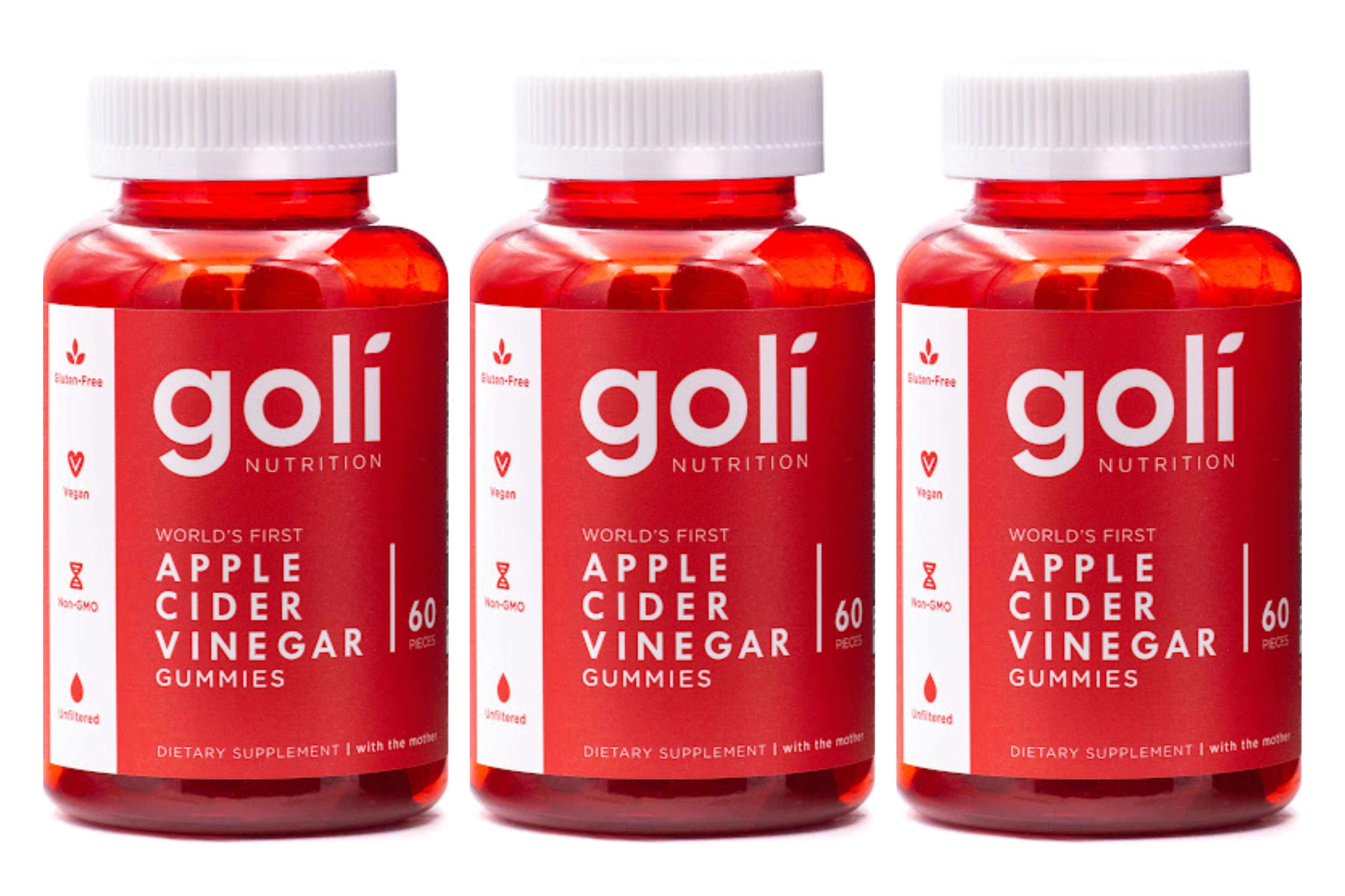 Apple Cider Vinegar Gummy Vitamins by Goli Nutrition 3 Pack 180
