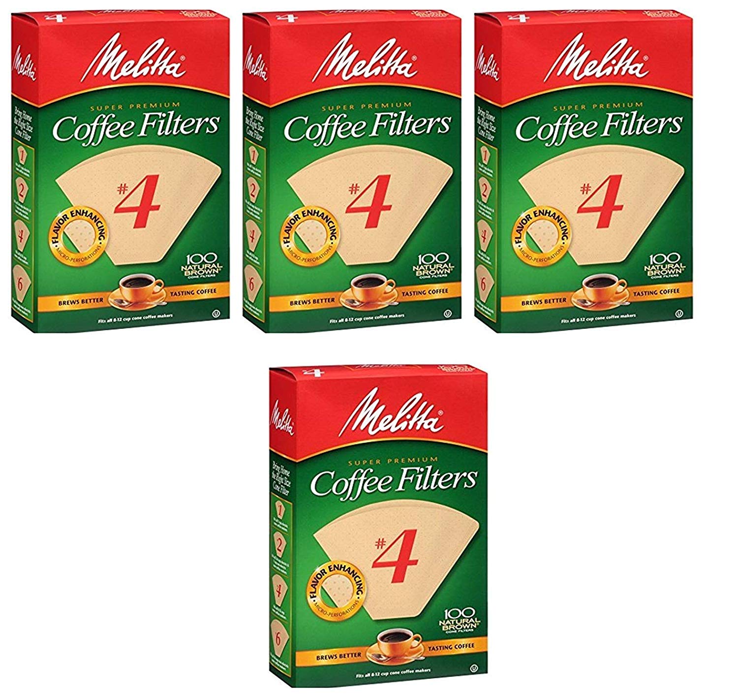 Melitta Cone Coffee Filters Natural Brown 4 Sold as 4 Pack 400
