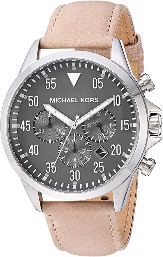 Michael Kors Gage Taupe Leather Mens Watch MK8616