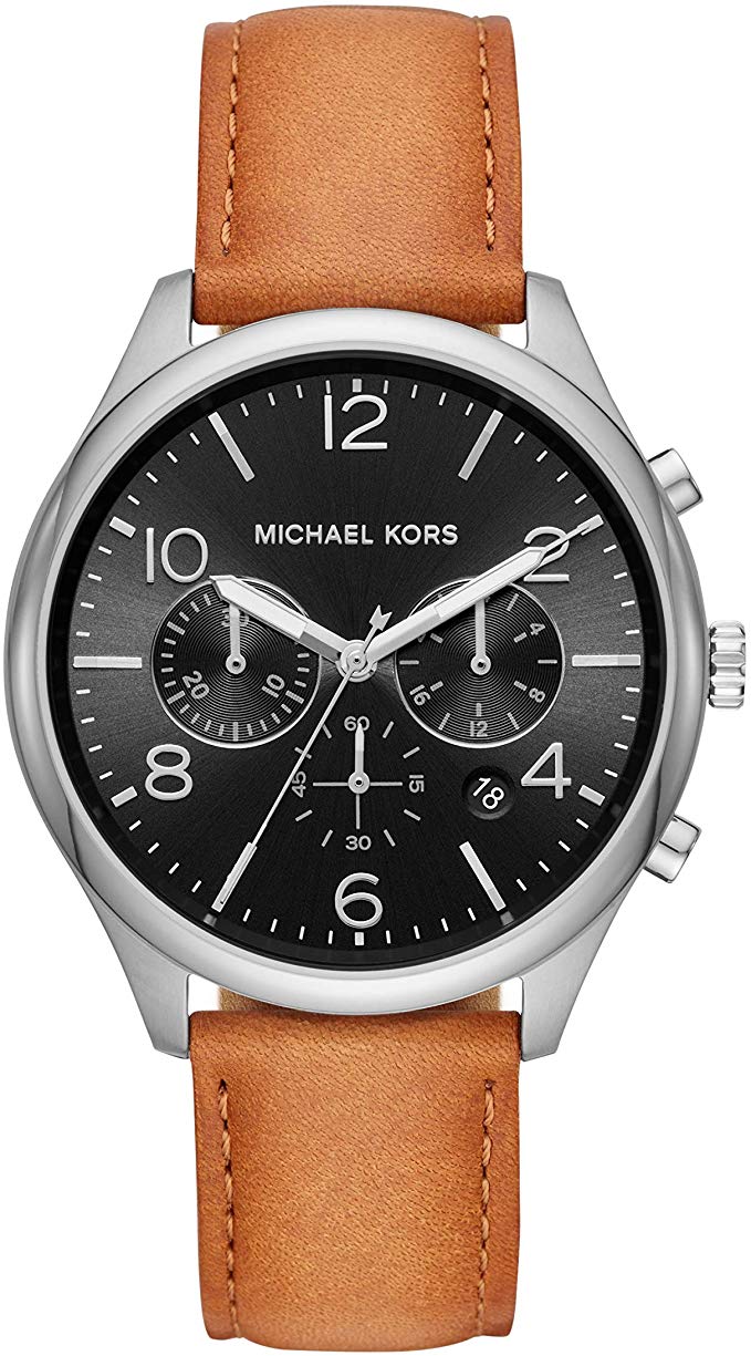 Michael Kors Merrick Chronograph Brown Leather Mens Watch MK8661