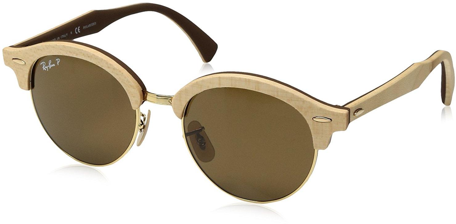 Ray Ban Clubround Wood Men S Polarized Sunglasses With Gold Frame And Brown Classic B 15 Lens For Sale Online Ebay