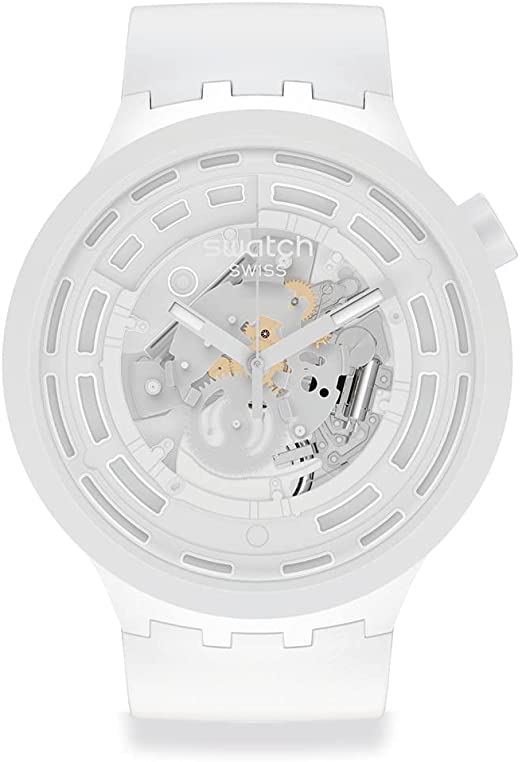 Swatch Big Bold Ceramic C-white SB03W100 Bio-ceramic Silicone Strap for  sale online | eBay