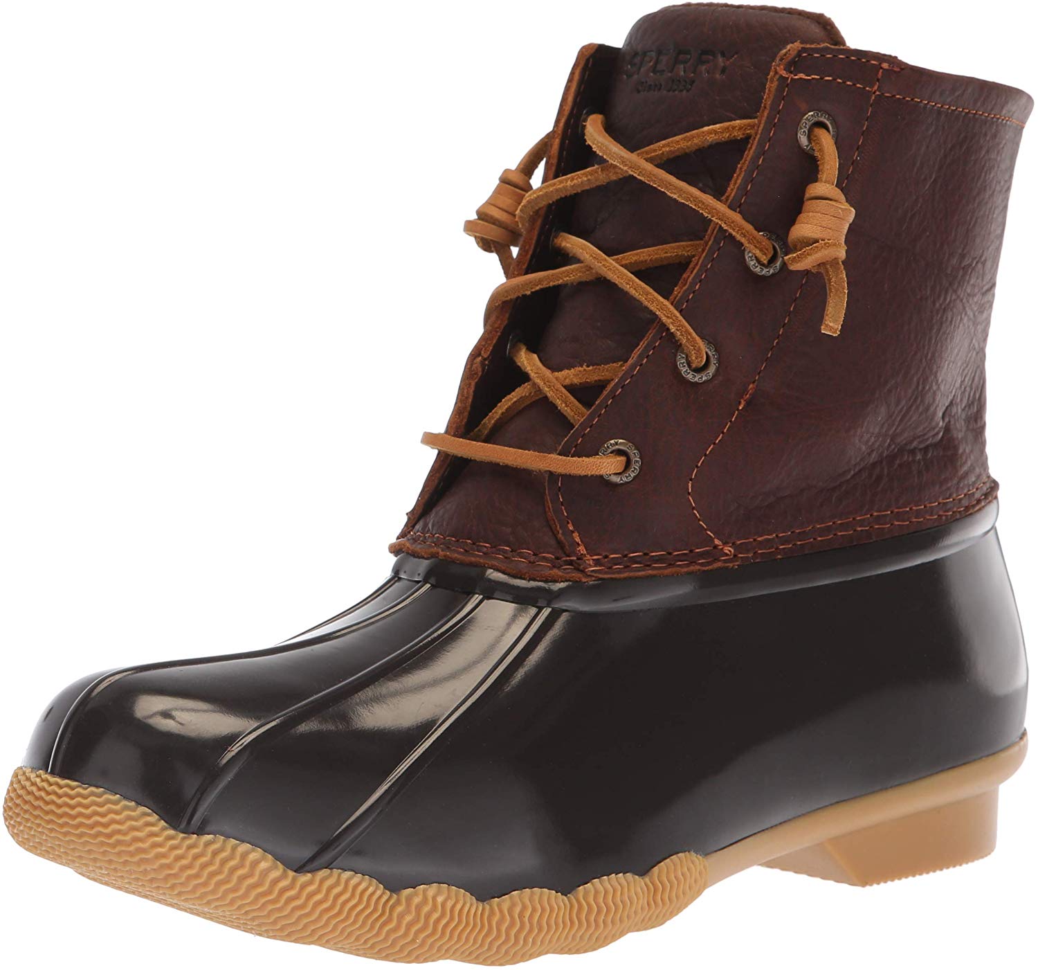 sperry duck boots brown and black